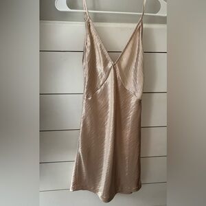 Express Satin Slip Dress in Light Gold